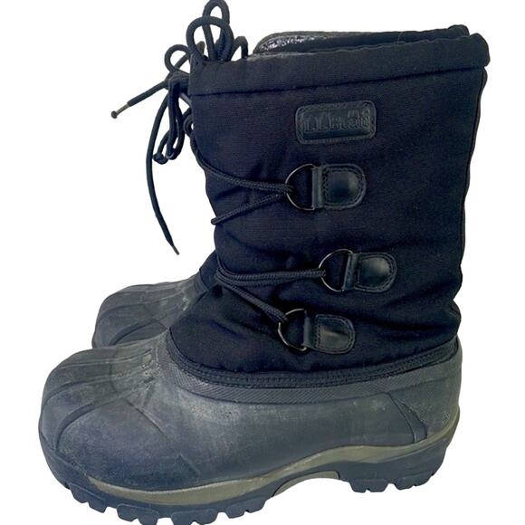 LL Bean Bigelow Black Insulated Cold Weather Snow Boot Lace Up Size 8 - Picture 3 of 16